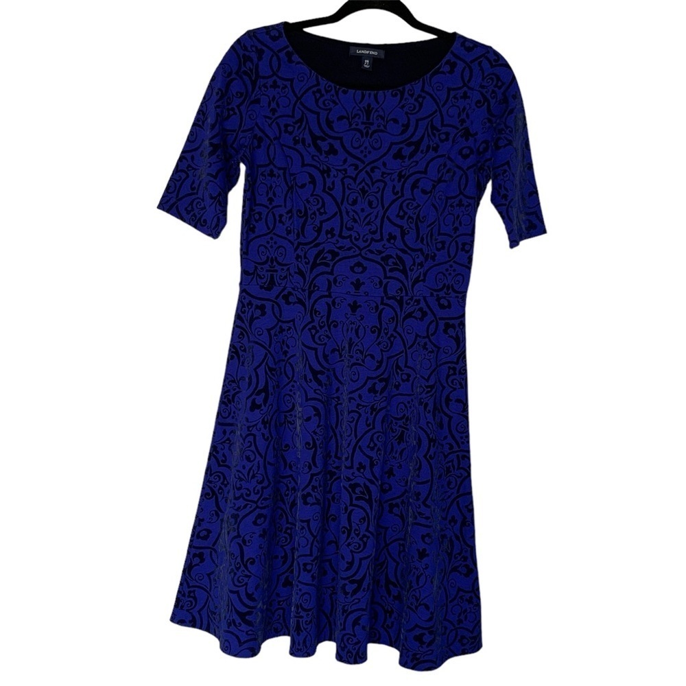Land’s End‎ Flocked Velvet Brocade Dress Size XS